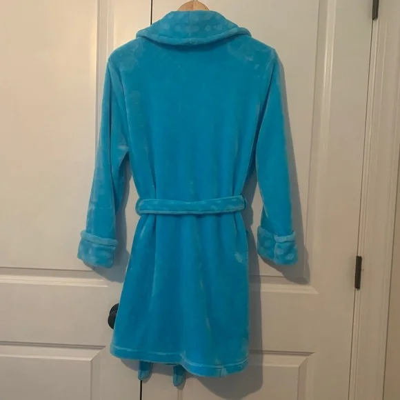 Turquoise Blue Plush Bath Robe - Picture 6 of 13
